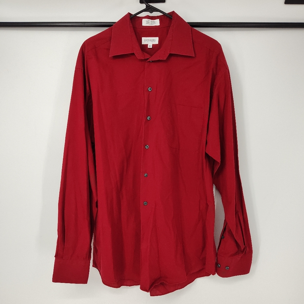 Claiborne Concepts Bright Red Button-Front Shirt Mens 36-37, 16.5